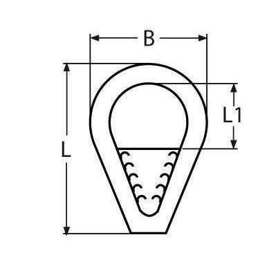 PRH703 Stainless Steel Closed Rope Thimble with Bridge drawing